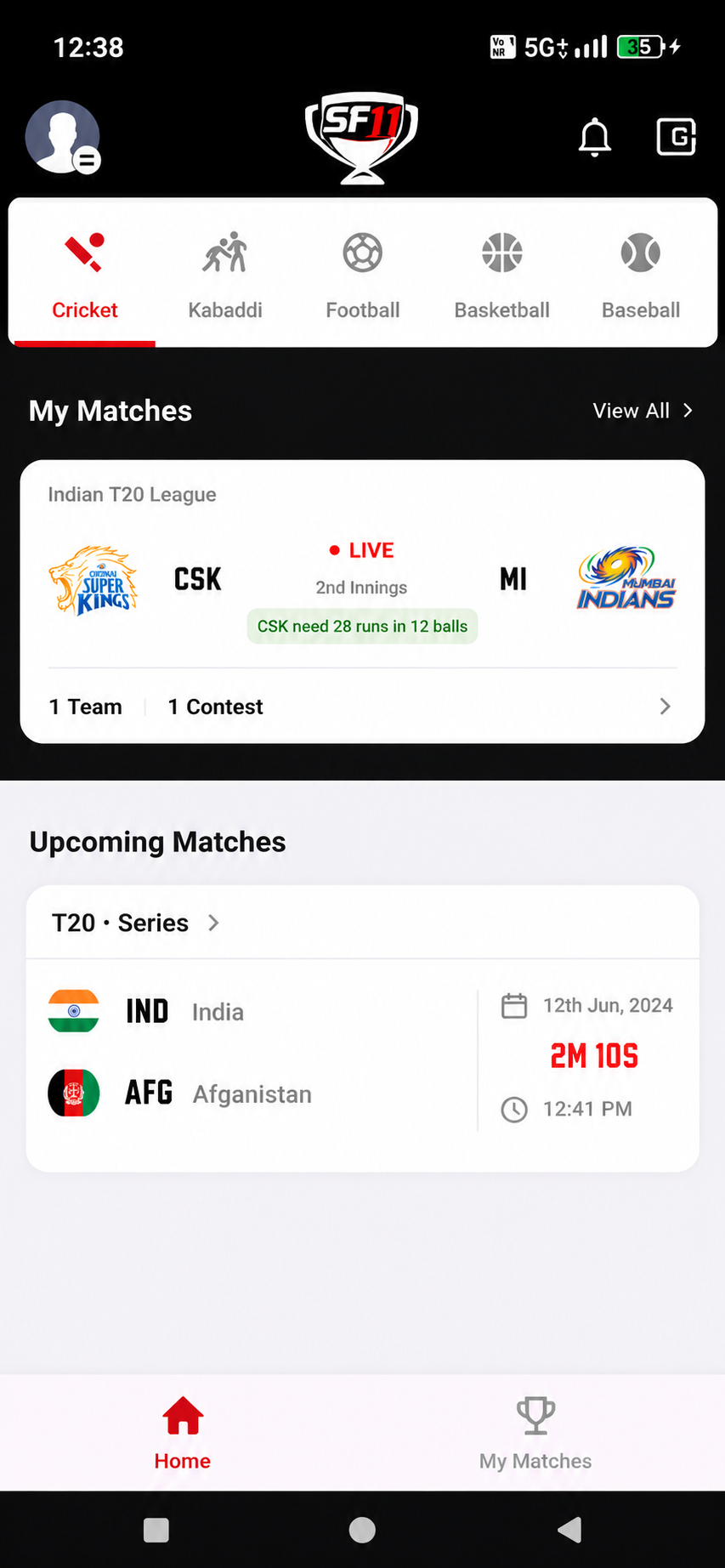 Select Upcoming Cricket Match