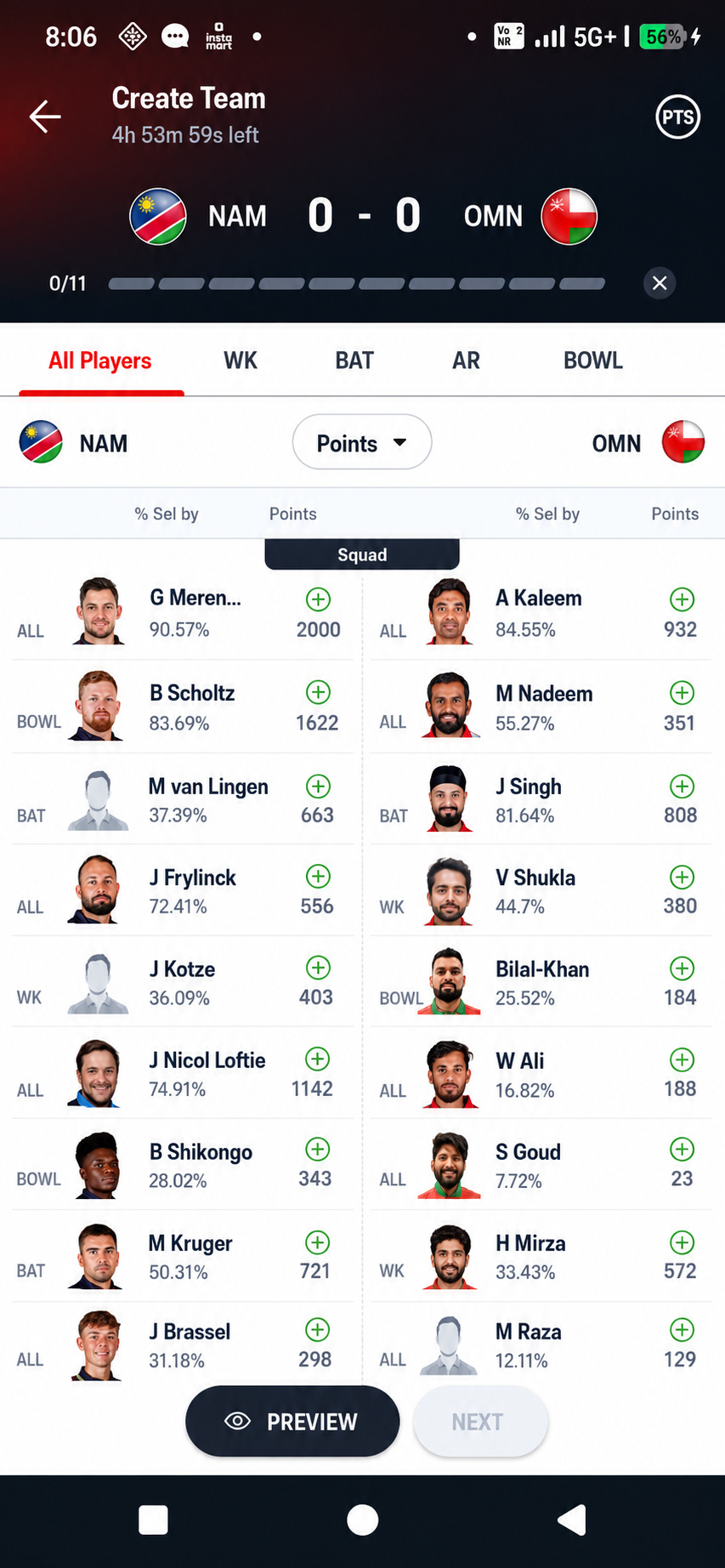 Create Your Fantasy Team